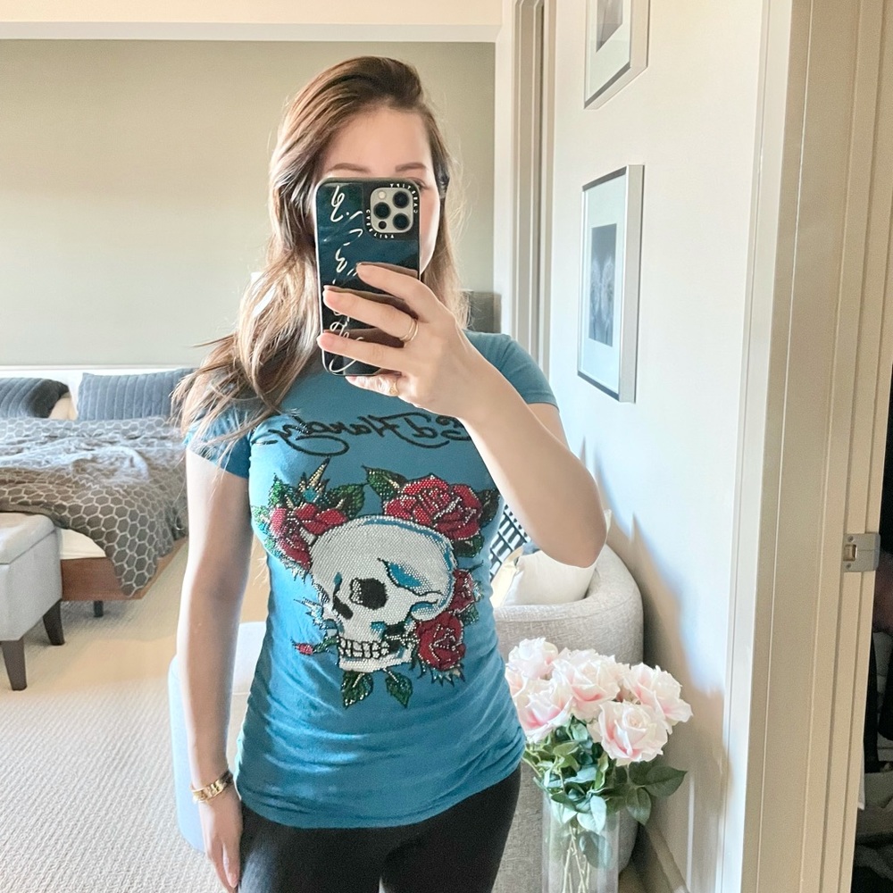 SOLD-Vintage Ed Hardy Rhinestone Shirt